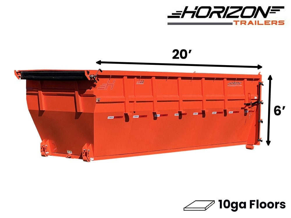 20' HDZ Roll Off Bin 6' Wall + Tarp - Orange - #HDZ0007088 - 20x6 Bin/Roll Off Bin - Stryker Dealership Group