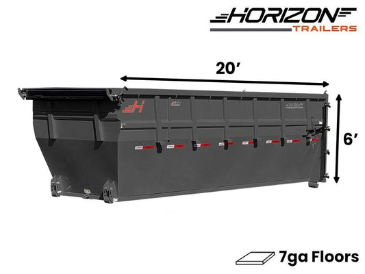 20' HDZ Roll Off Bin 6' Walls - Ash Gray - #HDZ0006691 - 20x6 Bin/Roll Off Bin - Stryker Dealership Group