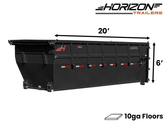 20' HDZ Roll Off Bin 6' Walls - Black - #HDZ0005810 - 20x6 Bin/Roll Off Bin - Stryker Dealership Group
