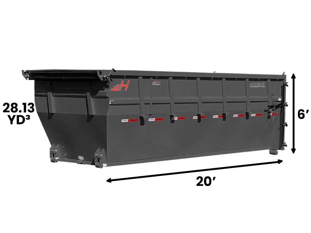20' HDZ Roll Off Bin 6' Walls - Gray 4724 - Roll Off Bins - Stryker Dealership Group