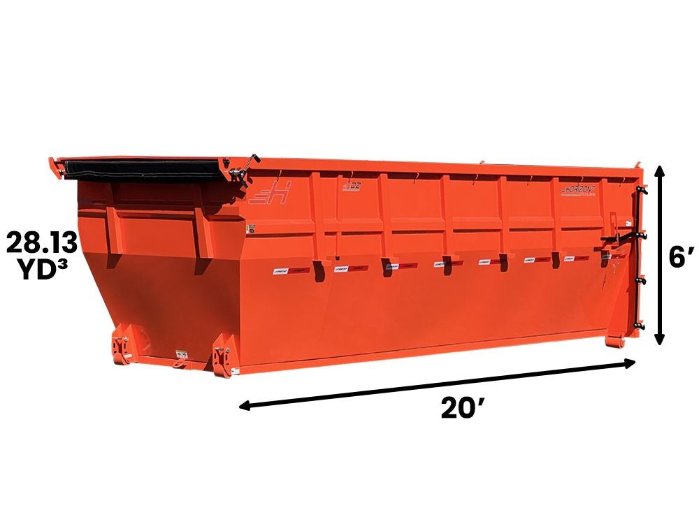 20' HDZ Roll Off Bin 6' Walls - Orange 4722 - Roll Off Bins - Stryker Dealership Group
