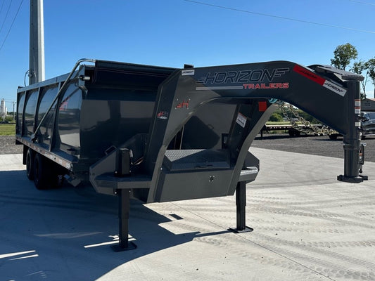 20' HZH GN Dump Trailer w/ 4' Walls (2) 10k Axles, 3-Way Door, Hydraulic Jacks, Tarp - Dump Trailers/Dump Trailers - Stryker Dealership Group