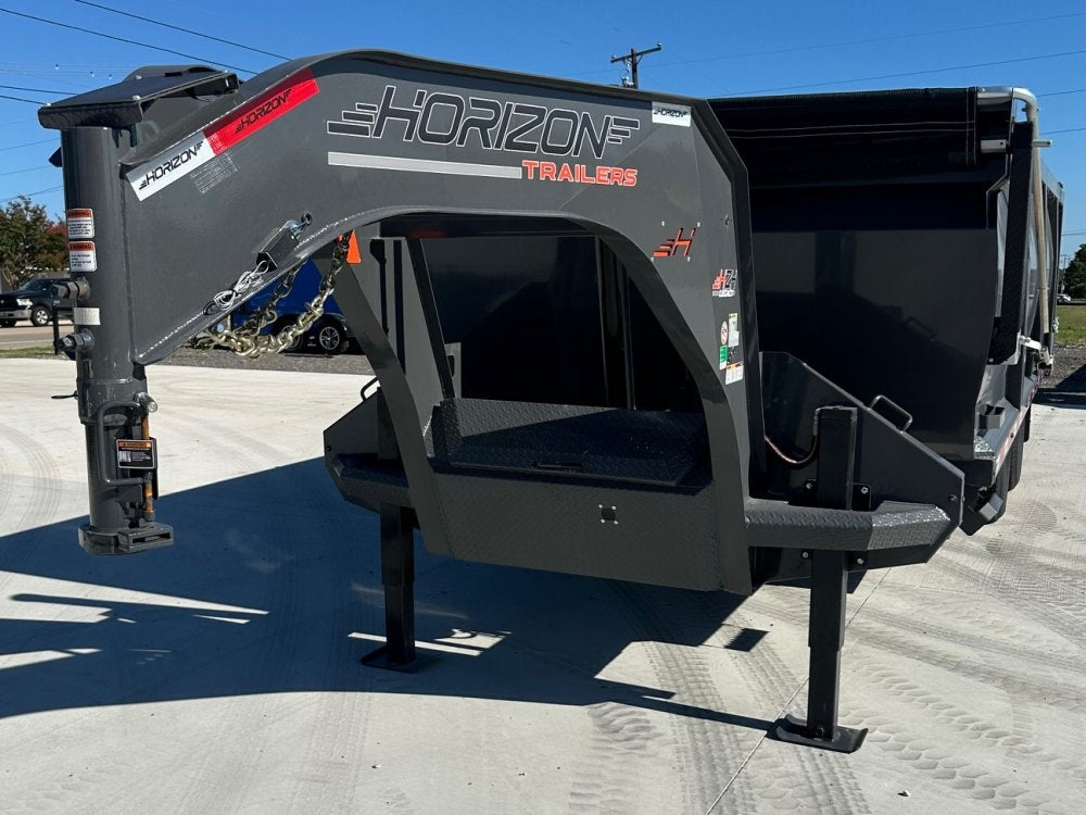 20' HZH GN Dump Trailer w/ 4' Walls (2) 10k Axles, 3-Way Door, Hydraulic Jacks, Tarp - Dump Trailers/Dump Trailers - Stryker Dealership Group