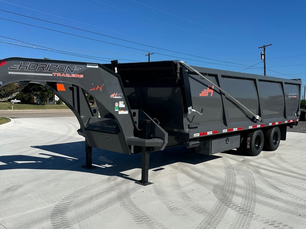 20' HZH GN Dump Trailer w/ 4' Walls (2) 10k Axles, 3-Way Door, Hydraulic Jacks, Tarp - Dump Trailers/Dump Trailers - Stryker Dealership Group