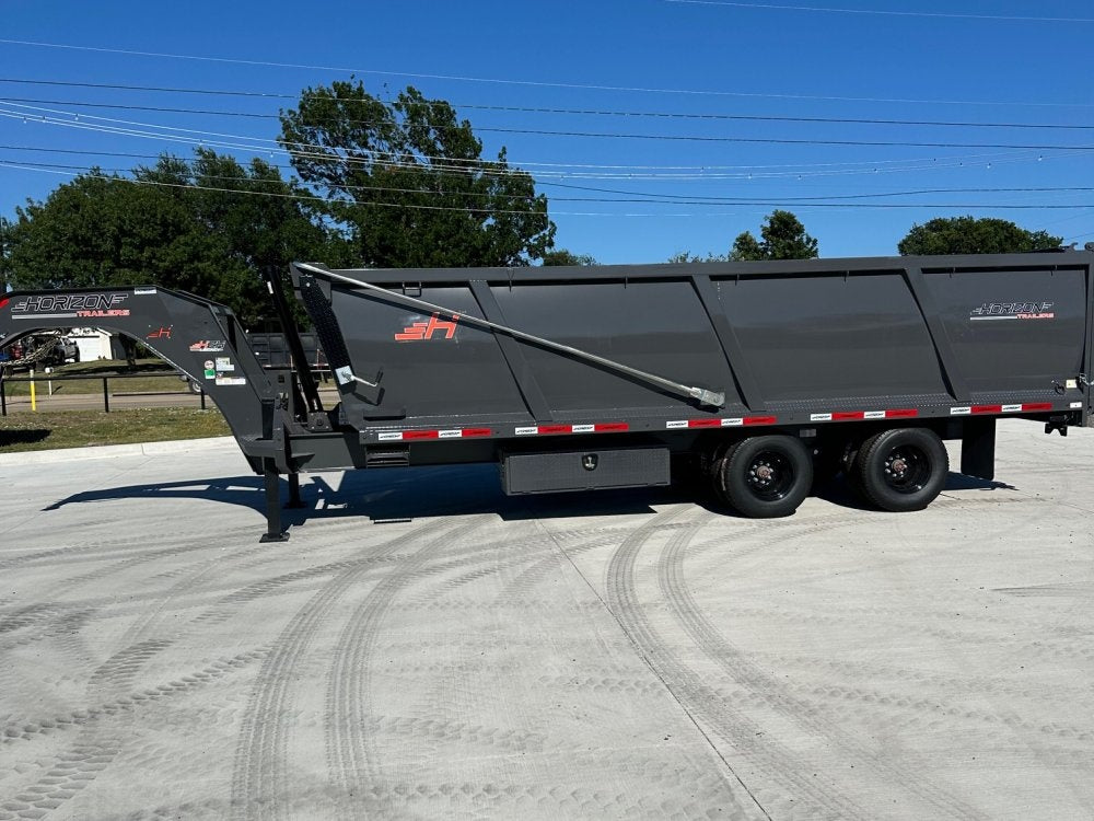 20' HZH GN Dump Trailer w/ 4' Walls (2) 10k Axles, 3-Way Door, Hydraulic Jacks, Tarp - Dump Trailers/Dump Trailers - Stryker Dealership Group