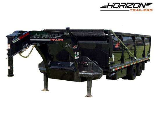 20' HZH GN Dump Trailer w/ 4' Walls (2) 12k Axles, 3-Way Door, Hydraulic Jacks - Dump Trailers/Dump Trailers - Stryker Dealership Group