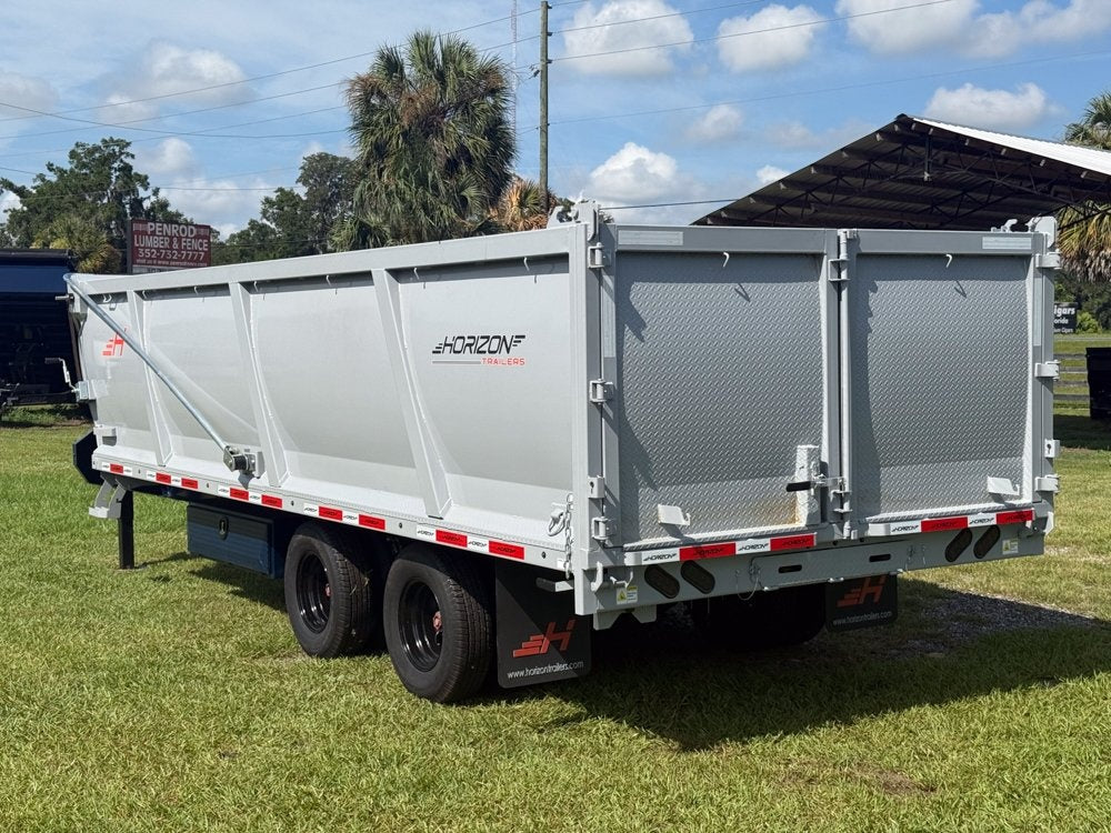 20' HZH GN Dump Trailer w/ 4' Walls (2) 12k Axles, 3-Way Door, Tarp, Hydraulic Jacks - Dump Trailers - Stryker Dealership Group