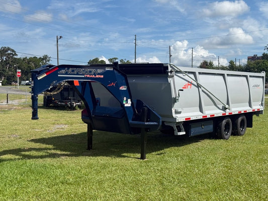 20' HZH GN Dump Trailer w/ 4' Walls (2) 12k Axles, 3-Way Door, Tarp, Hydraulic Jacks - Dump Trailers - Stryker Dealership Group