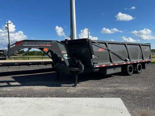 20' HZH GN Dump Trailer w/ 4' Walls (2) 12k Axles, 3-Way Door, Tarp, Hydraulic Jacks - Dump Trailers - Stryker Dealership Group