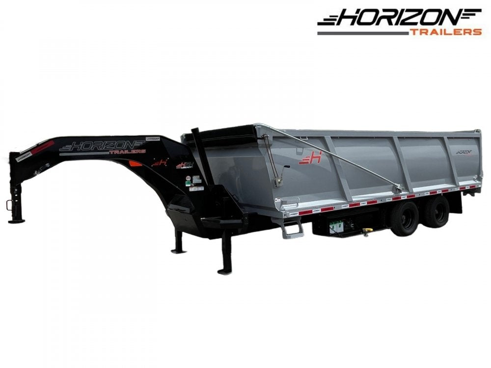 20' HZH GN Dump Trailer w/ 4' Walls (2) 12k Axles, 3-Way Door, Tarp, Hydraulic Jacks - Dump Trailers - Stryker Dealership Group