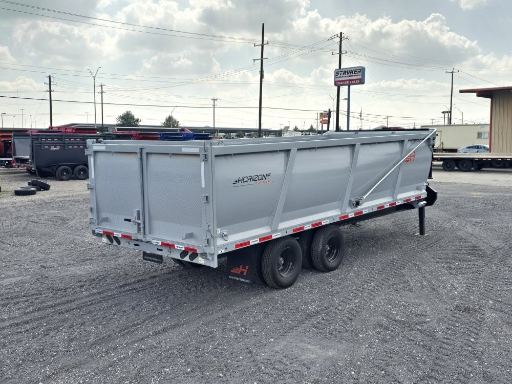20' HZH GN Dump Trailer w/ 4' Walls (2) 12k Axles, 3-Way Door, Tarp, Hydraulic Jacks - DT4 Heavy Duty - Stryker Dealership Group