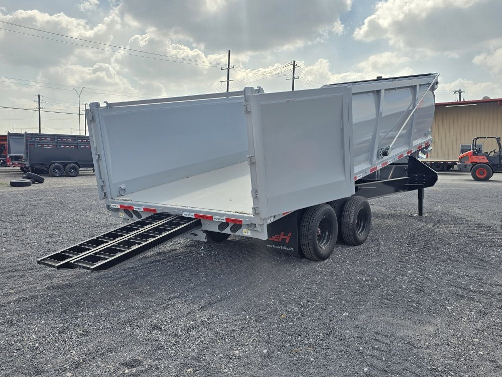 20' HZH GN Dump Trailer w/ 4' Walls (2) 12k Axles, 3-Way Door, Tarp, Hydraulic Jacks - DT4 Heavy Duty - Stryker Dealership Group