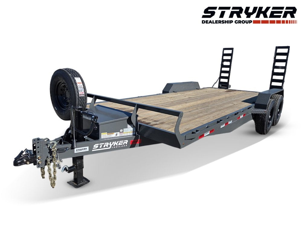 20' Stryker SET Bumper Pull Equipment Trailer Stand Up Ramps - (2) 7K Axles - Equipment Trailers - Stryker Dealership Group