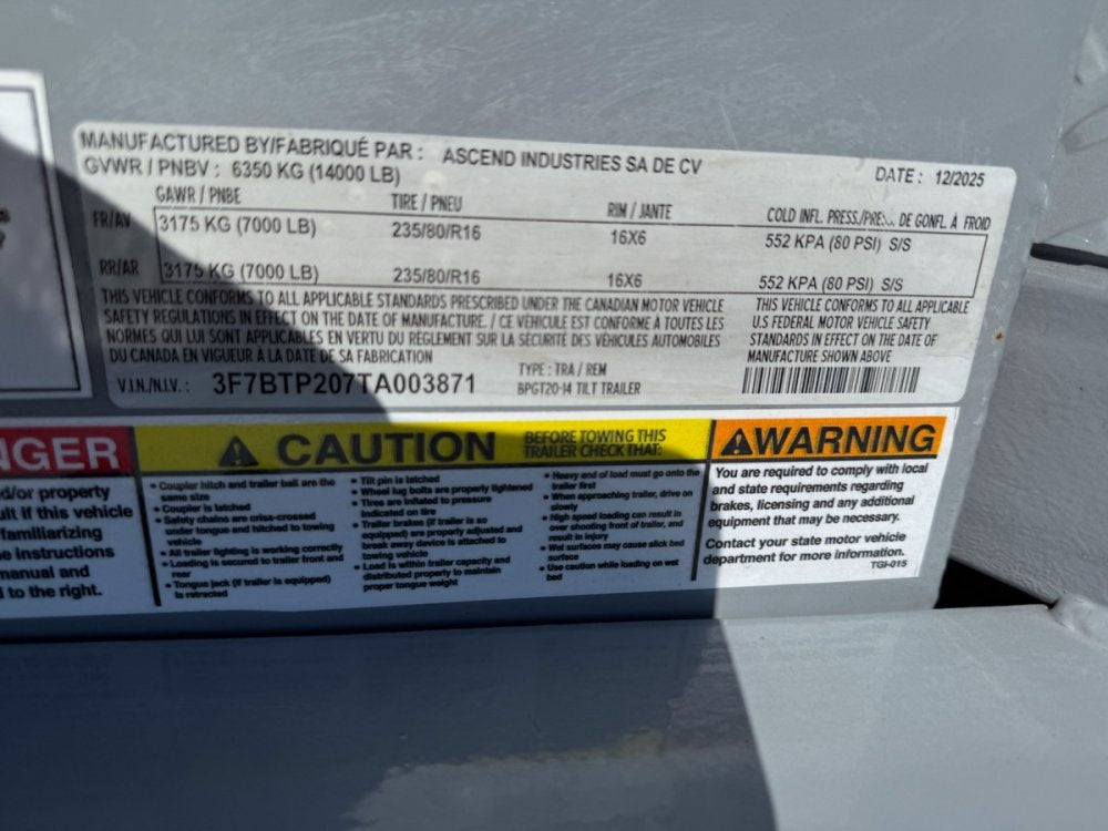 20' Tilt Trailer Drive Over Fenders, 7K Axles - Equipment Tilt - Equipment Trailers - Stryker Dealership Group