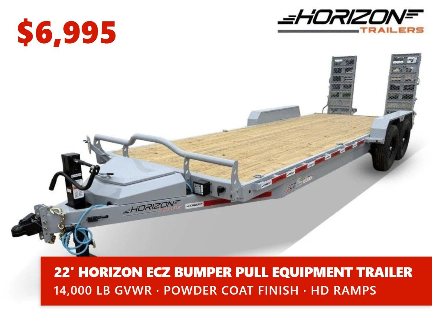 22' Horizon ECZ Bumper Pull Equipment Trailer - (2) 7K Axles 016263 - Stryker Dealership Group