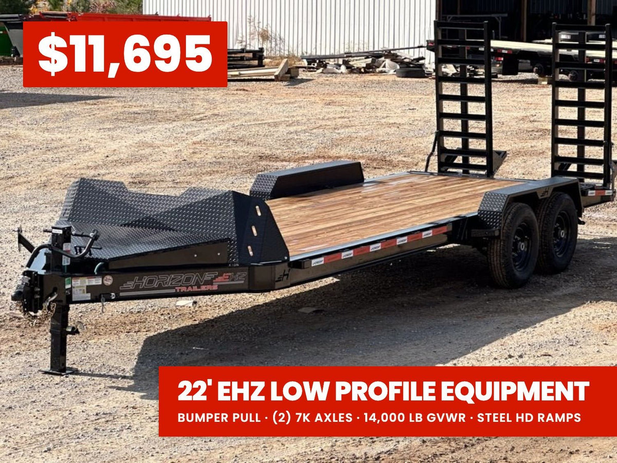 22' Horizon EHZ Bumper Pull Equipment Trailer Mega Ramps - (2) 8K Axles 017080 - Stryker Dealership Group