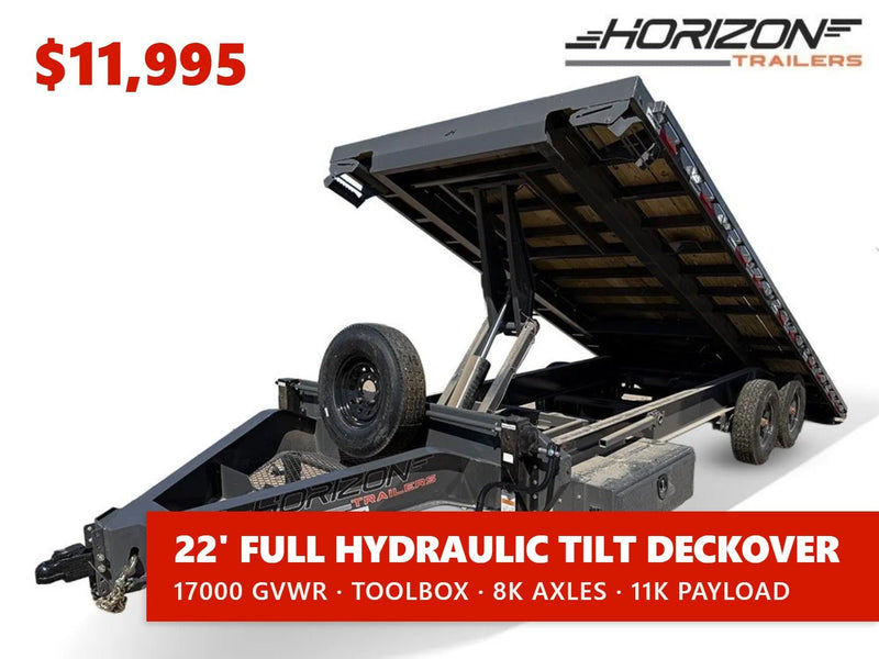 22' Horizon FFT Bumper Pull Full Deckover Tilt Trailer - (2) 8K Axles 015225 - Stryker Dealership Group