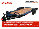 22' Horizon HEH Bumper Pull Equipment Trailer Mega Ramps - (2) 10K Axles 019961 - Stryker Dealership Group