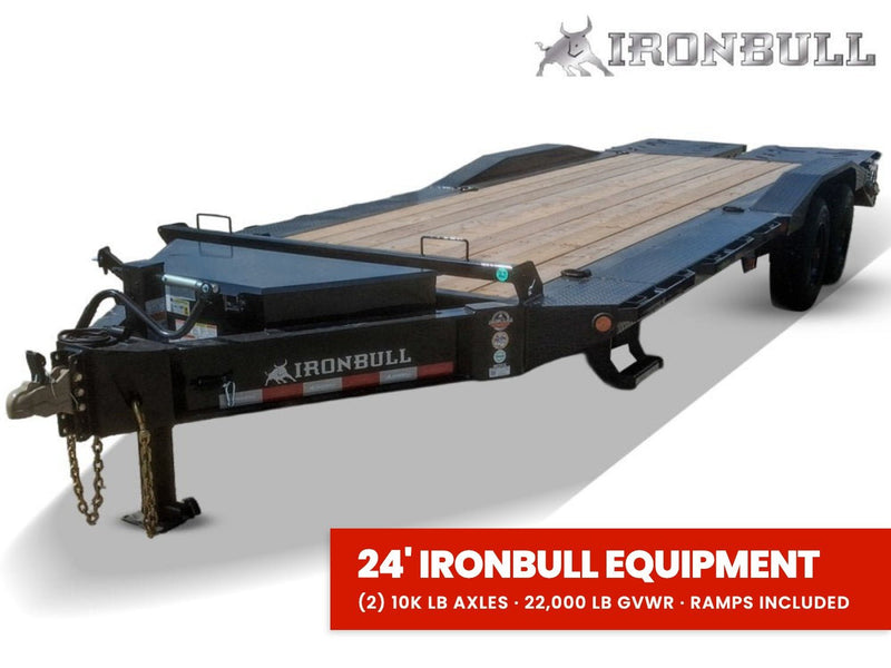 22' Iron Bull EHB Bumper Pull Equipment Trailer Mega Ramps - (2) 10,000 lb Axles 916924 - Stryker Dealership Group