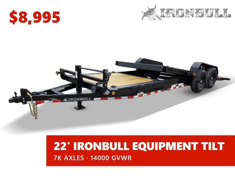 22' Iron Bull TLB Bumper Pull Equipment Tilt Trailer - (2) 7,000 lb Axles 112910 - Stryker Dealership Group