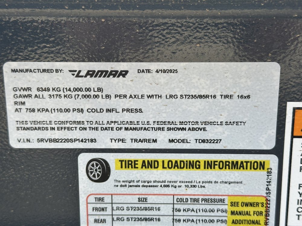 22' Tilt Trailer Lamar (2) 7K Axles 14K GVWR 10K Payload 142183 - Stryker Dealership Group
