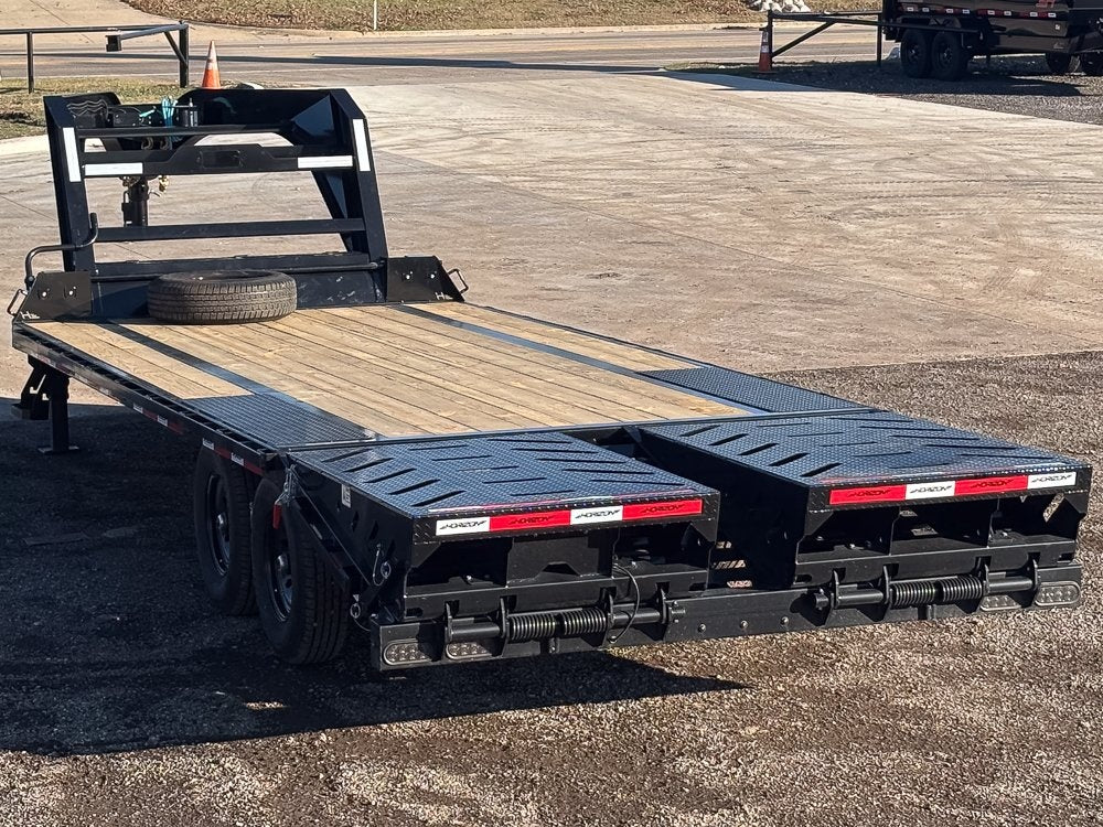 22' Horizon FTZ Gooseneck Hotshot Non-CDL Deckover Trailer Mega Ramps - (2) 7k Axles - Super Single Deckover/DO 7K MR - Stryker Dealership Group