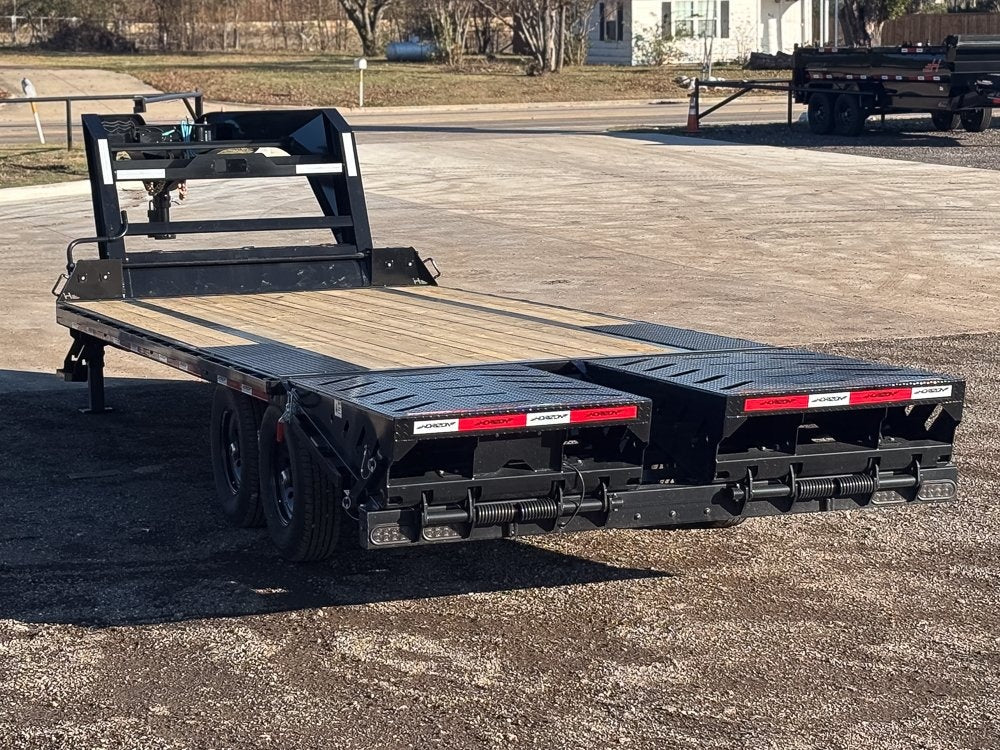 22' Horizon FTZ Gooseneck Hotshot Non-CDL Deckover Trailer Mega Ramps - (2) 7k Axles - Super Single Deckover/DO 7K MR - Stryker Dealership Group