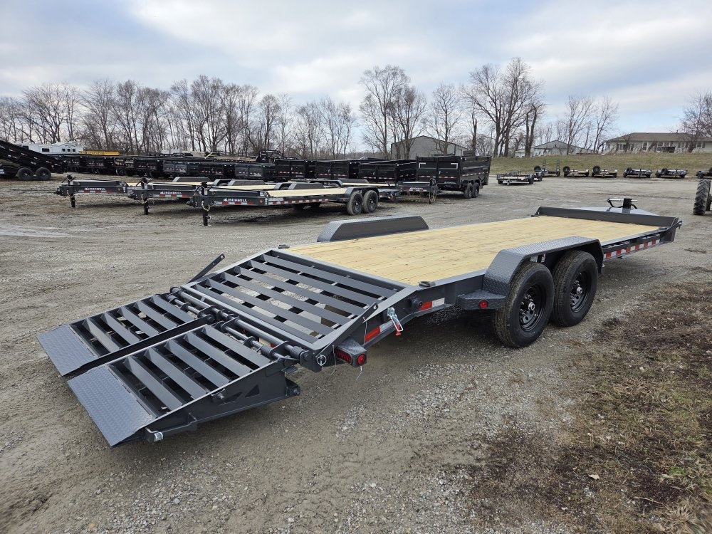 22' Iron Bull EWB Bumper Pull Equipment Trailer Mega Ramps - (2) 7,000 lb Axles - Equipment Tilt - Equipment Trailers - Stryker Dealership Group