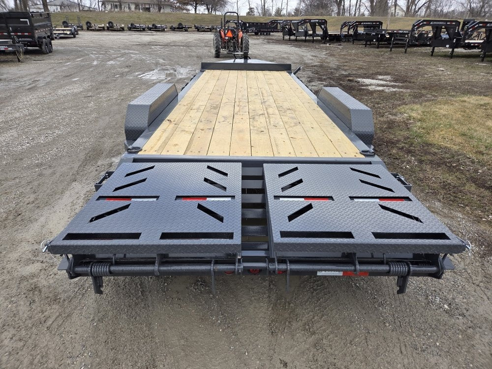 22' Iron Bull EWB Bumper Pull Equipment Trailer Mega Ramps - (2) 7,000 lb Axles - Equipment Tilt - Equipment Trailers - Stryker Dealership Group