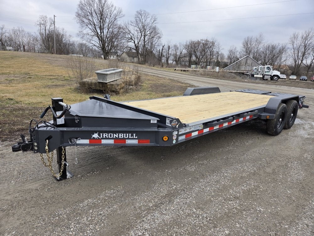 22' Iron Bull EWB Bumper Pull Equipment Trailer Mega Ramps - (2) 7,000 lb Axles - Equipment Tilt - Equipment Trailers - Stryker Dealership Group