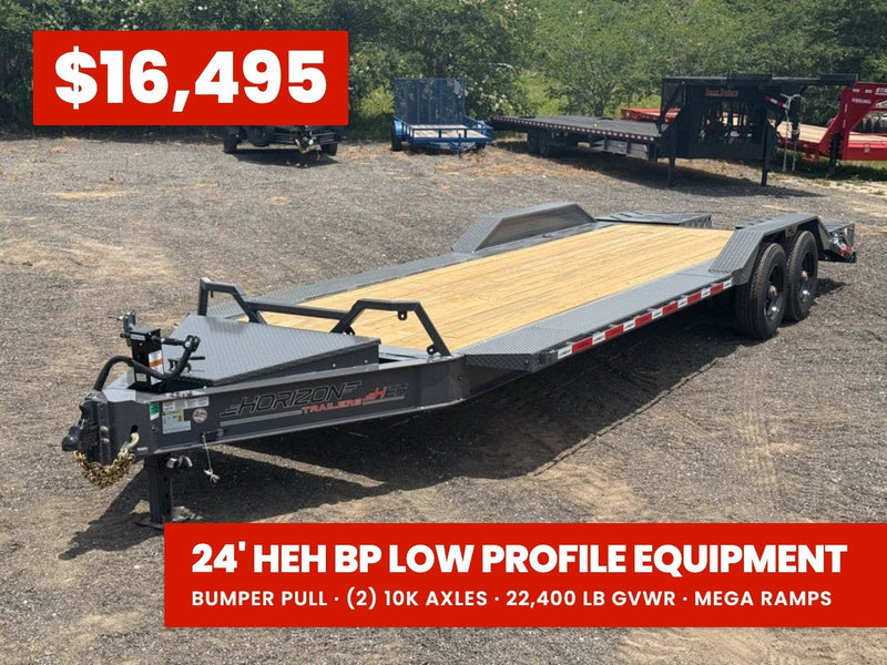 24' HEH Bumper Pull Equipment Trailer Drive Over Fenders Mega Ramps - (2) 10K Axles 019962 - Stryker Dealership Group