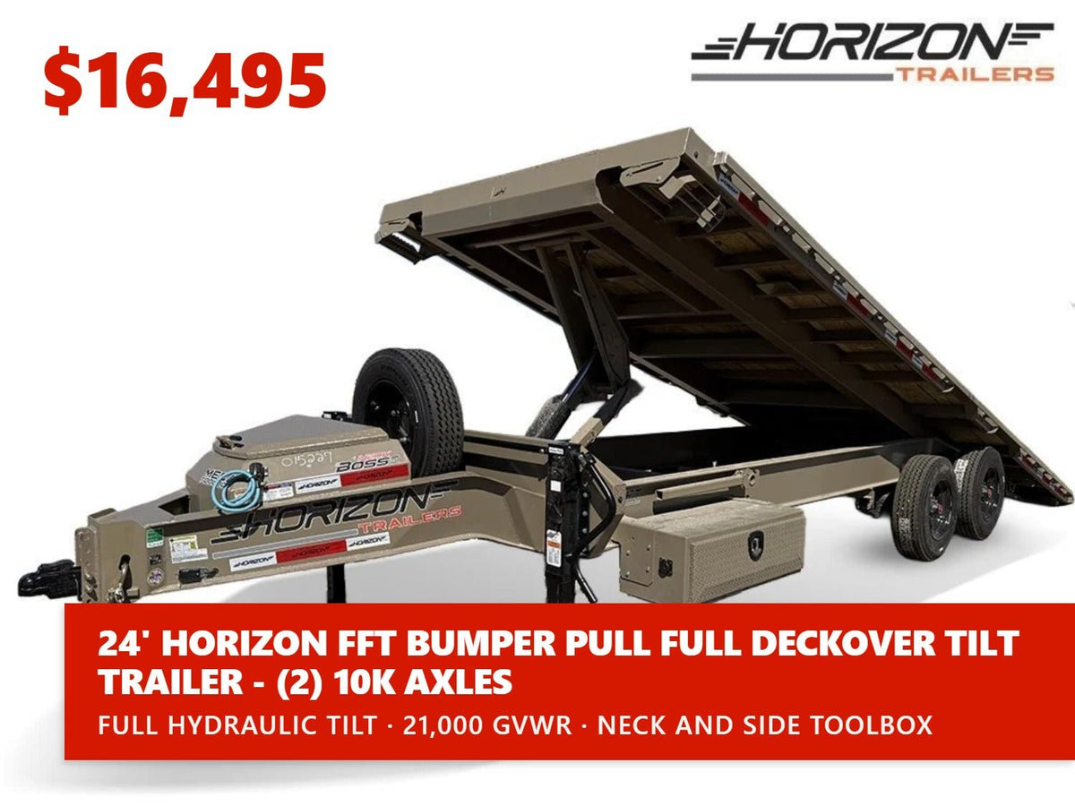 24' Horizon FFT Bumper Pull Full Deckover TIlt Trailer - (2) 10K Axles 018030 - Stryker Dealership Group