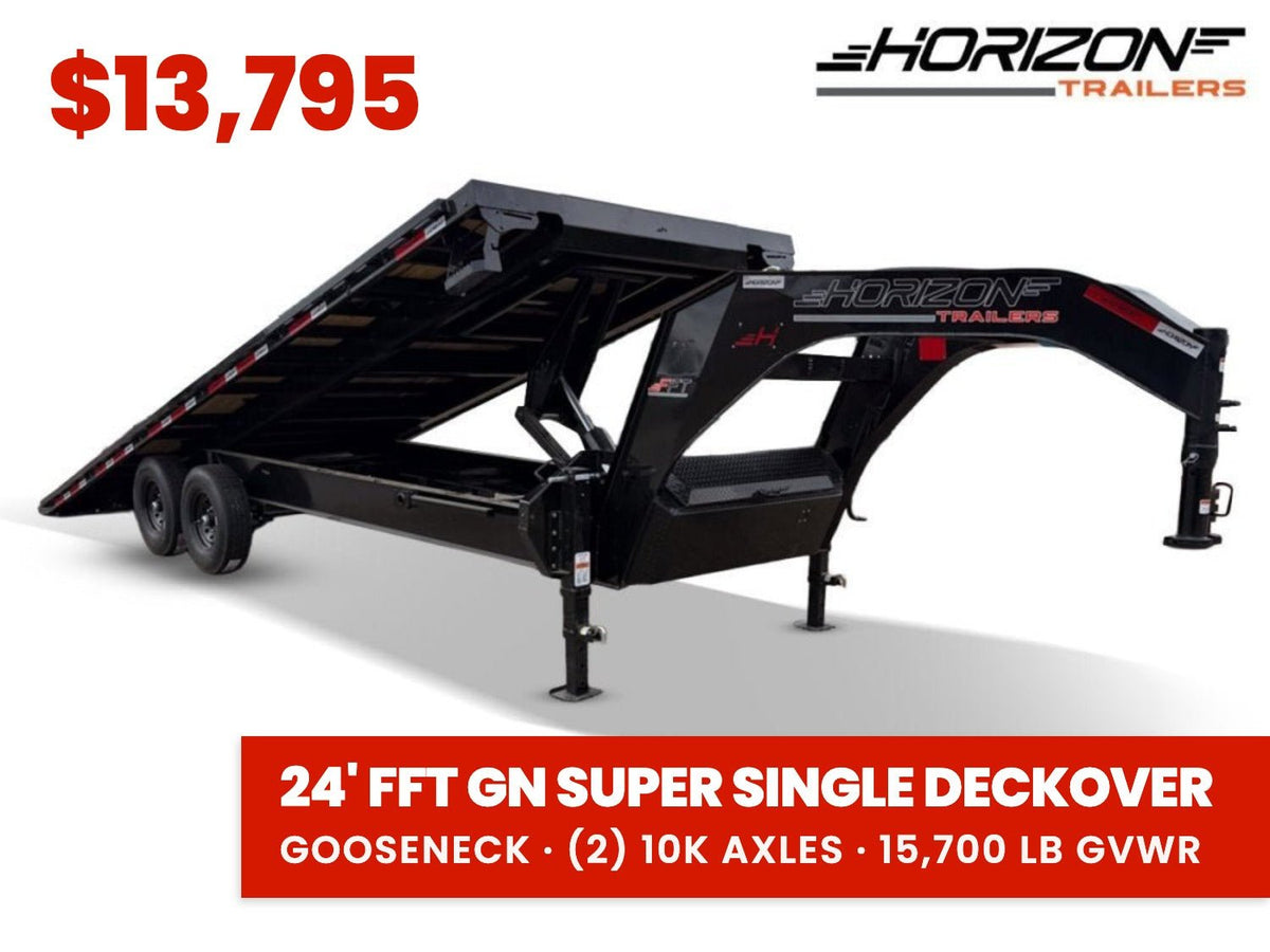 24' Horizon FFT Gooseneck Full Deckover TIlt Trailer - (2) 7K Axles 016920 - Stryker Dealership Group