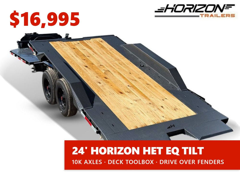 24' Horizon HET Bumper Pull Equipment Tilt Trailer Drive Over Fenders - (2) 10K Axles 019987 - Stryker Dealership Group