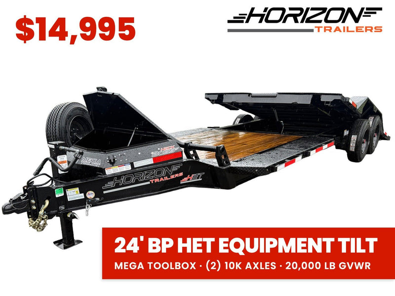 24' Horizon HET Bumper Pull Equipment Tilt Trailer Drive Over Fenders - (2) 10K Axles 019988 - Stryker Dealership Group