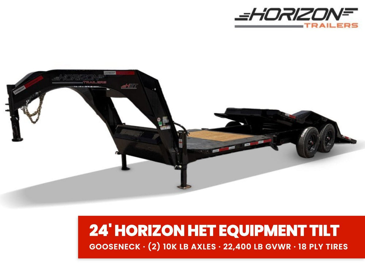 24' Horizon HET Gooseneck Equipment Tilt Trailer Drive Over Fenders - (2) 10K Axles 016852 - Stryker Dealership Group