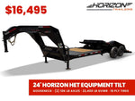 24' Horizon HET Gooseneck Equipment Tilt Trailer Drive Over Fenders - (2) 10K Axles 019985 - Stryker Dealership Group