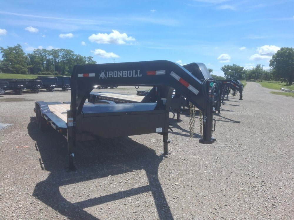 24' Iron Bull ETG Gooseneck Equipment Trailer Mega Ramps Drive Over Fenders - (2) 7,000 lb Axles 914832 - Stryker Dealership Group