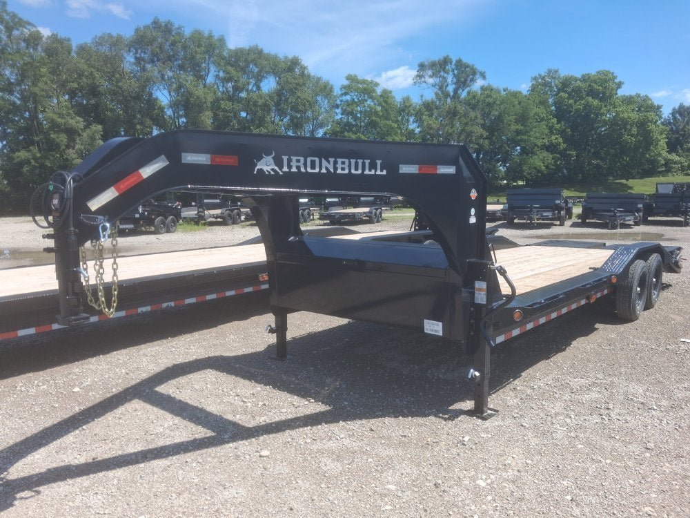 24' Iron Bull ETG Gooseneck Equipment Trailer Mega Ramps Drive Over Fenders - (2) 7,000 lb Axles 914832 - Stryker Dealership Group
