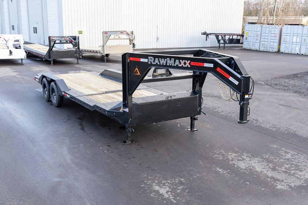 24' GTX Gooseneck Gravity Tilt (2) 7k Torsion Axles 4' Stationary Deck - Equipment Tilt/Drive Over Fenders - Stryker Dealership Group