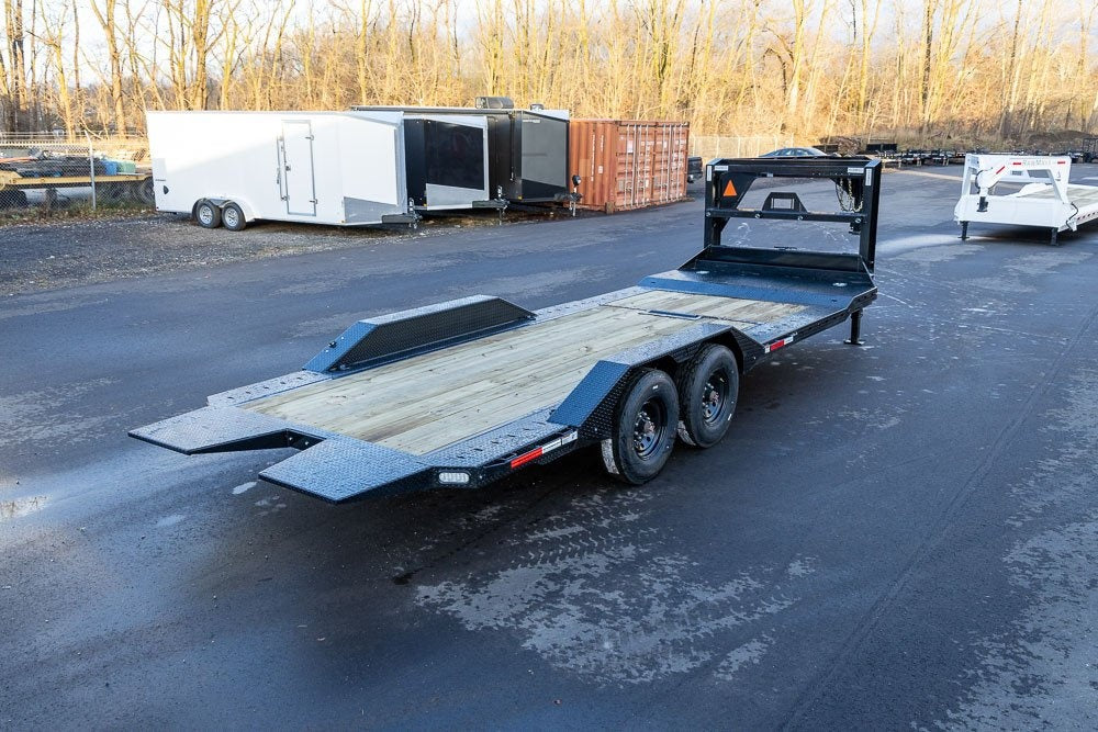 24' GTX Gooseneck Gravity Tilt (2) 7k Torsion Axles 4' Stationary Deck - Equipment Tilt/Drive Over Fenders - Stryker Dealership Group