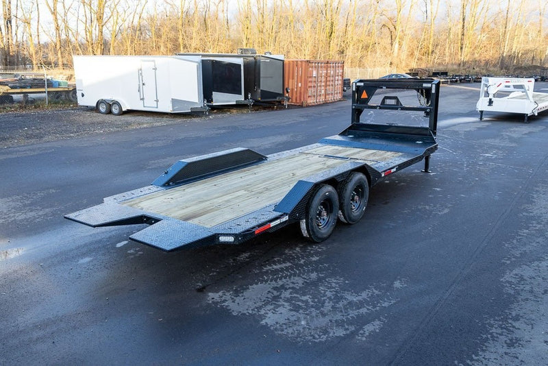 24' GTX Gooseneck Gravity Tilt (2) 7k Torsion Axles 4' Stationary Deck - Drive Over Fenders - Stryker Dealership Group
