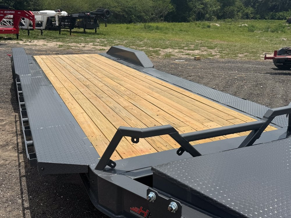 24' HEH Bumper Pull Equipment Trailer (2) 10K Axles, Drive Over Fenders, 3' Dove W/ Mountain Ramps - Equipment Trailers - Stryker Dealership Group