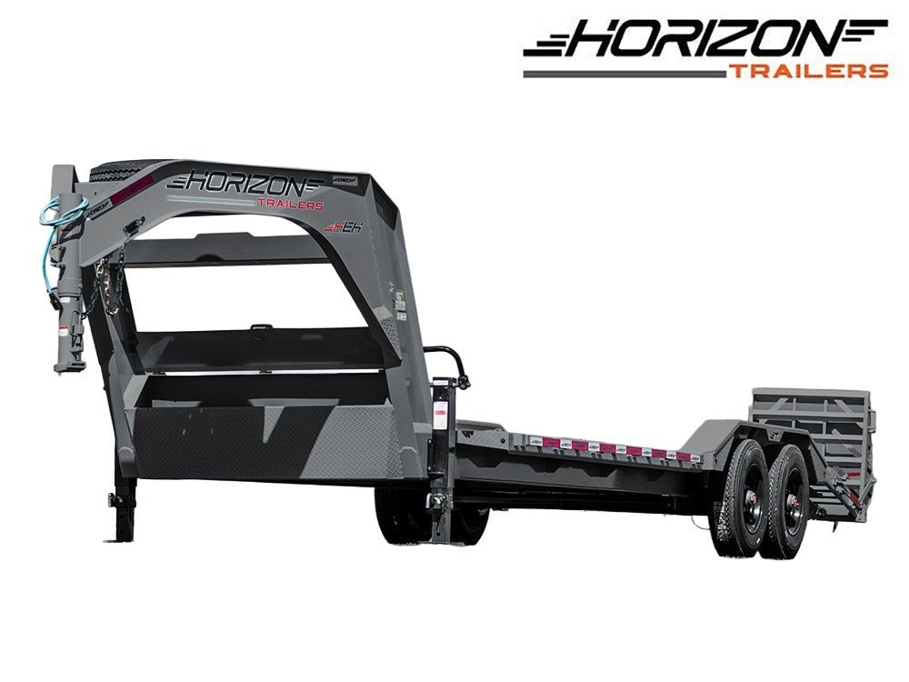 24' HEH Gooseneck Equipment Trailer (2) 10K Axles, Drive Over Fenders, 3' Dove W/ Mountain Ramps - Drive Over Fenders/Equipment Trailers - Stryker Dealership Group