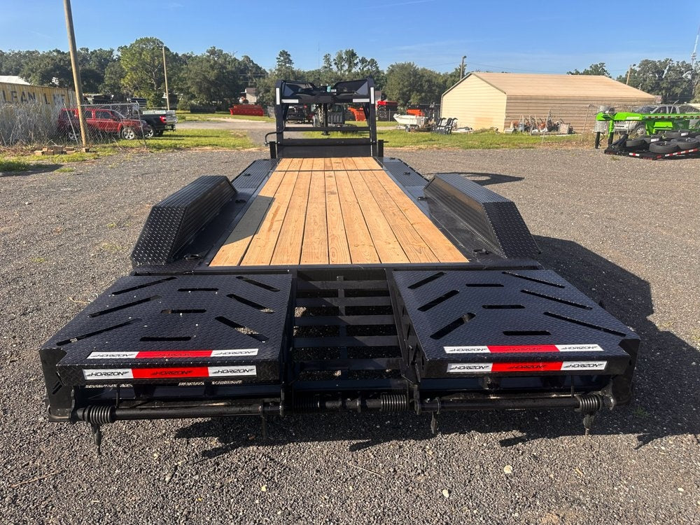 24' HEH Gooseneck Equipment Trailer (2) 10K Axles, Drive Over Fenders, 3' Dove W/ Mountain Ramps - Drive Over Fenders/Equipment Trailers - Stryker Dealership Group