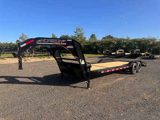 24' HEH Gooseneck Equipment Trailer (2) 10K Axles, Drive Over Fenders, 3' Dove W/ Mountain Ramps - Drive Over Fenders/Equipment Trailers - Stryker Dealership Group