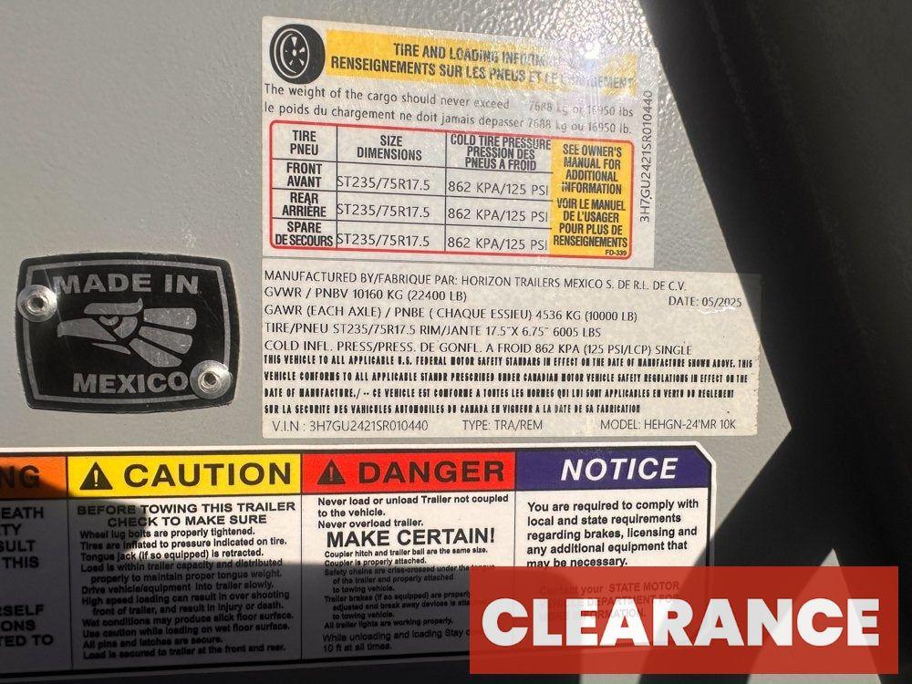 24' HEH Gooseneck Equipment Trailer (2) 10K Axles, Drive Over Fenders, 3' Dove W/ Mountain Ramps - Equipment Trailers - Stryker Dealership Group