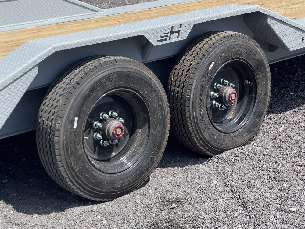 24' HEH Gooseneck Equipment Trailer (2) 10K Axles, Drive Over Fenders, 3' Dove W/ Mountain Ramps - Drive Over Fenders/Equipment Trailers - Stryker Dealership Group