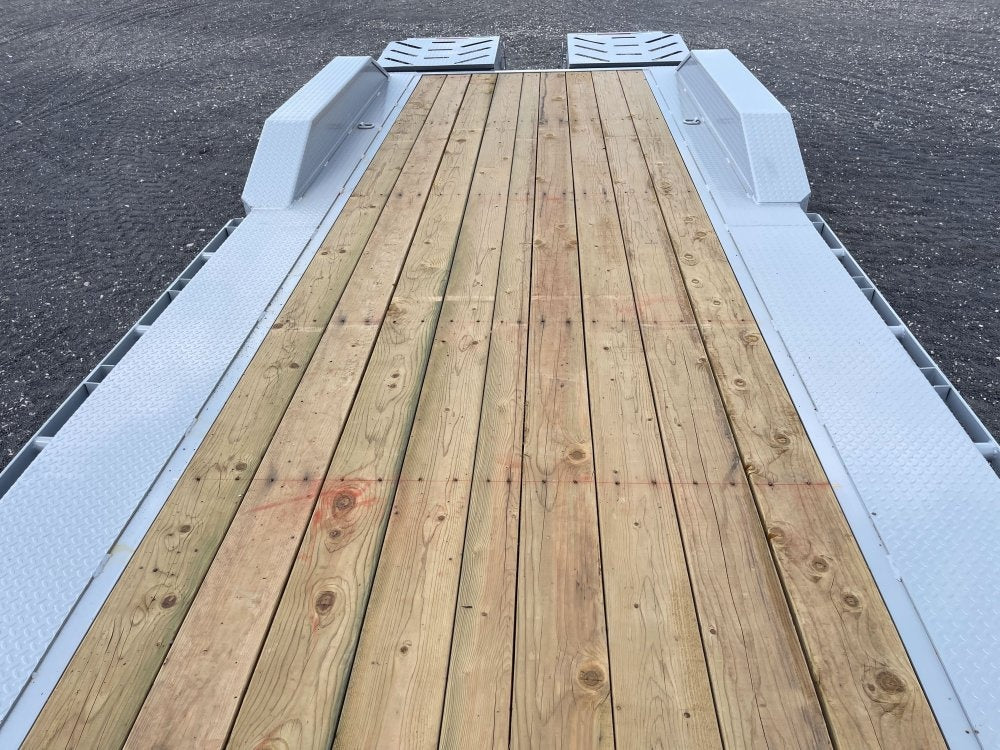 24' HEH Gooseneck Equipment Trailer (2) 10K Axles, Drive Over Fenders, 3' Dove W/ Mountain Ramps - Drive Over Fenders/Equipment Trailers - Stryker Dealership Group