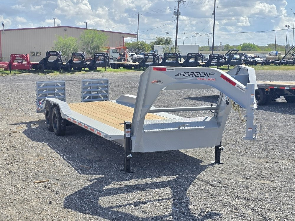 24' HEH Gooseneck Equipment Trailer (2) 10K Axles, Drive Over Fenders, 3' Dove W/ Mountain Ramps - Drive Over Fenders/Equipment Trailers - Stryker Dealership Group